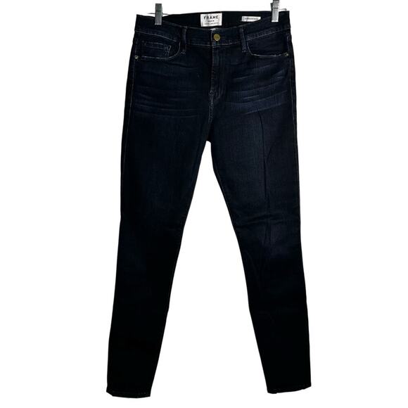 FRAME Le Skinny de Jeanne Jeans Size 30 Avinton Wash Dark Blue Mid Rise Stretch - Picture 1 of 8